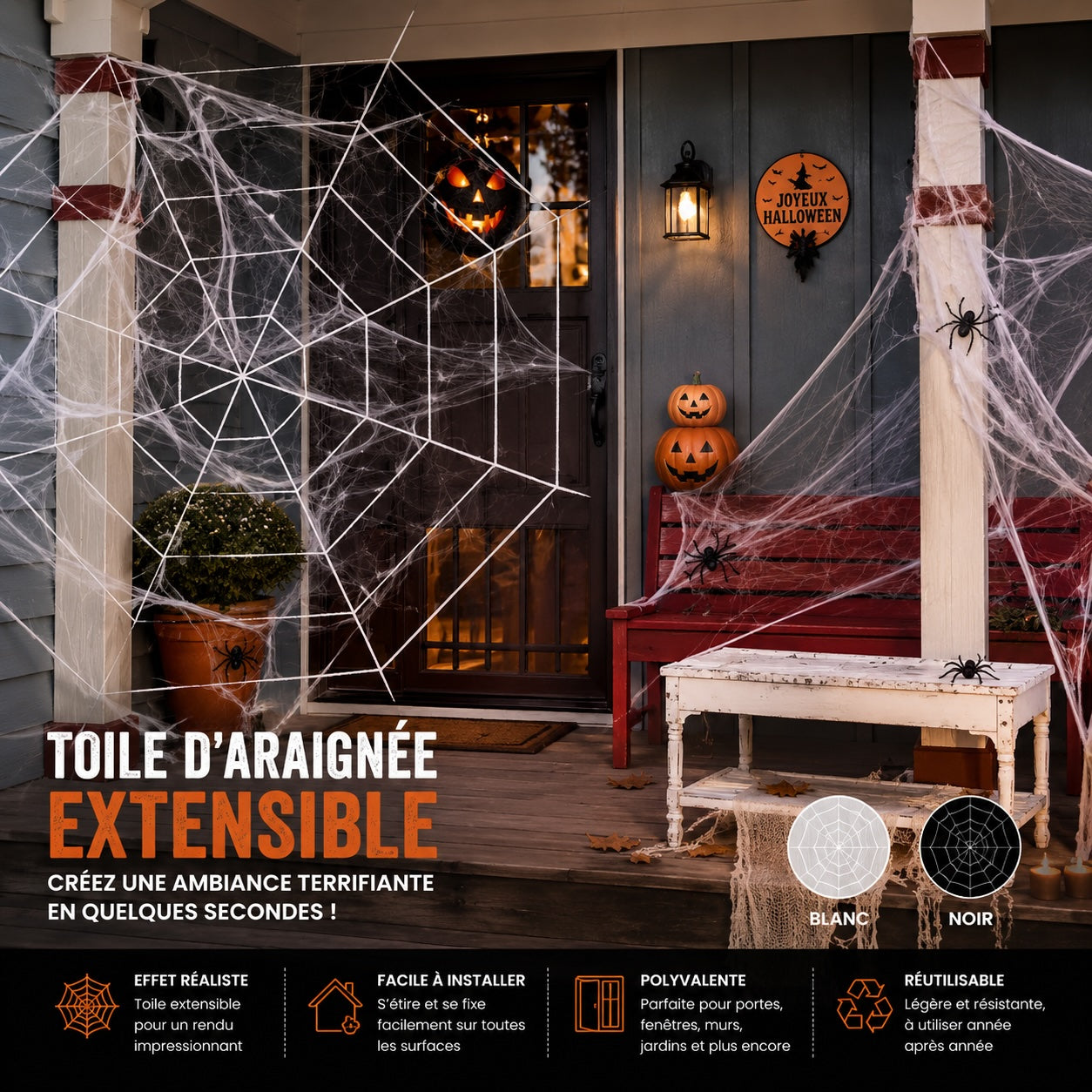 🕷️ Toile d’Araignée Halloween Extensible