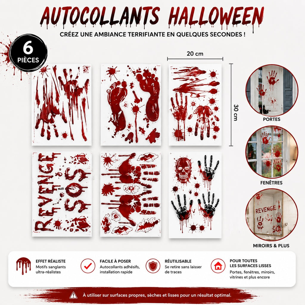 🩸 Autocollants Halloween Effrayants